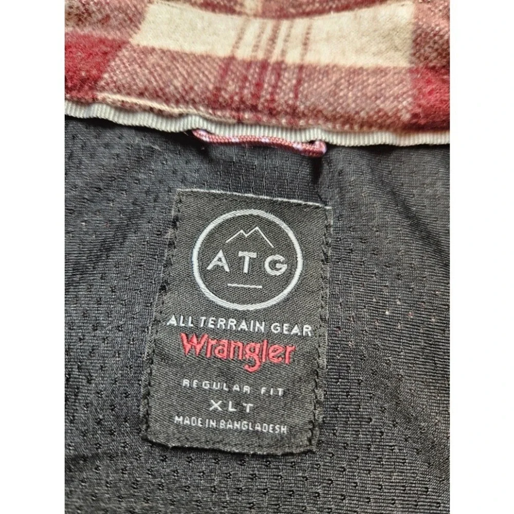Wrangler ATG Flannel Shirt Mens XLT Tall Burgundy Plaid All Terrain Gear